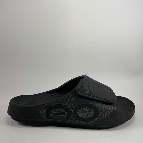 Oofos Ooahh Sport Flex Slide Sandals Mens Size 8 Black Comfort Recovery W10 - Picture 1 of 9